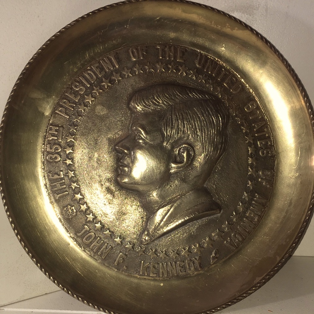 Vintage brass JFKennedy  a memorial plate plaque